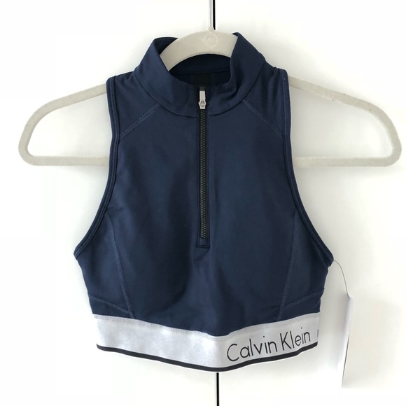 NWT Calvin Klein logo zip front navy sports bra - Picture 8 of 8